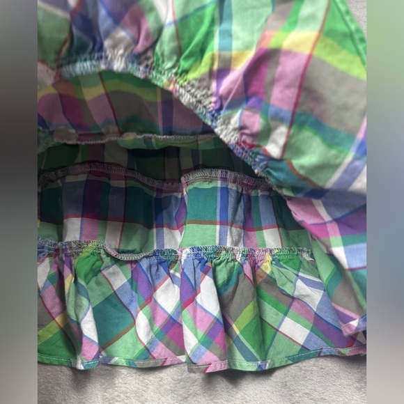 Ralph Lauren Girls Cotton Plaid Ruffle Sleeveless Purple Green Pink Dress 4T - Picture 5 of 14